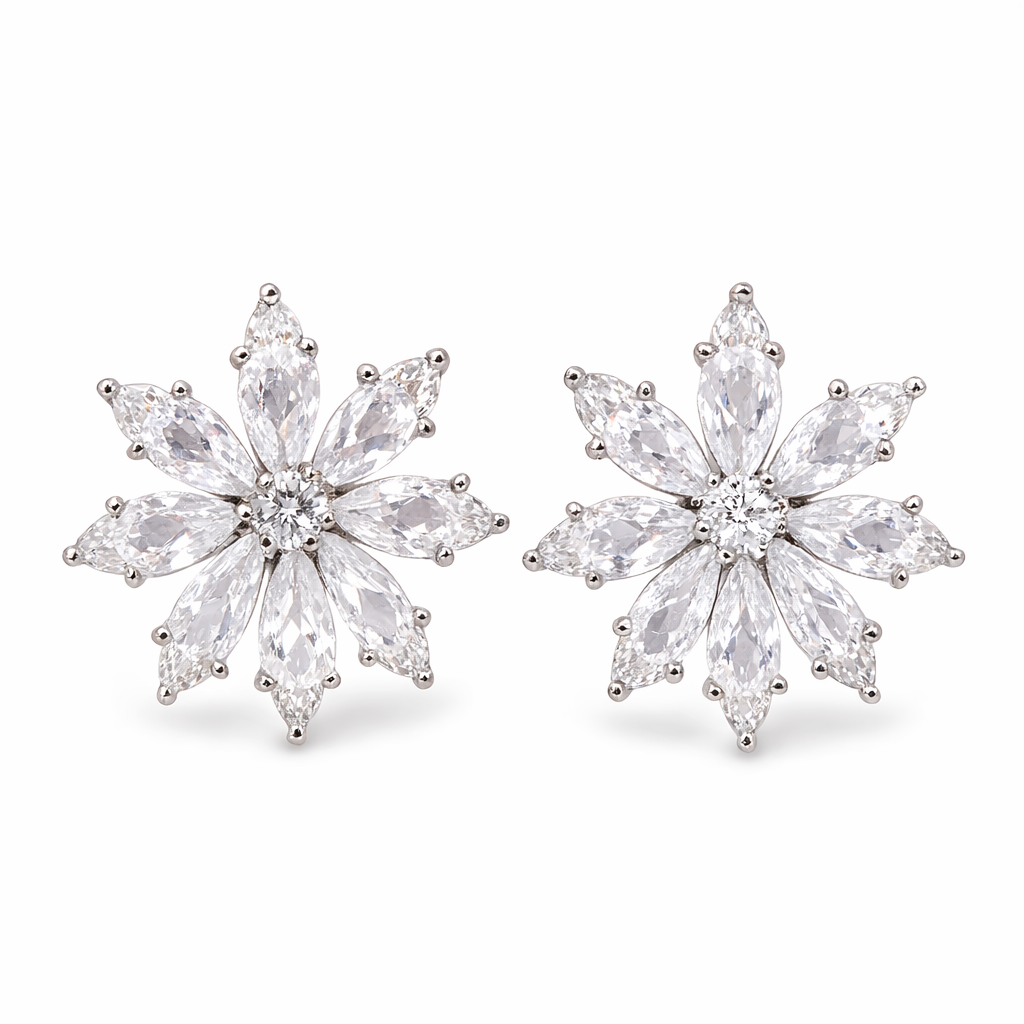 Crystal Bloom Flower Stud Earrings