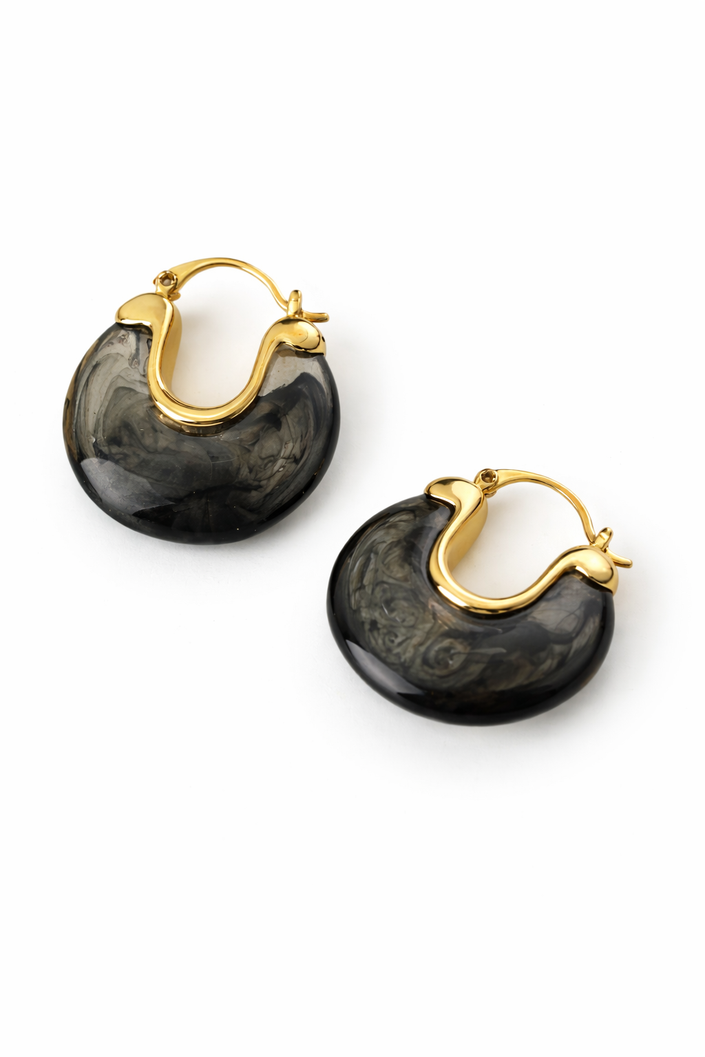 Luna Marble Gold Hoop Earrings