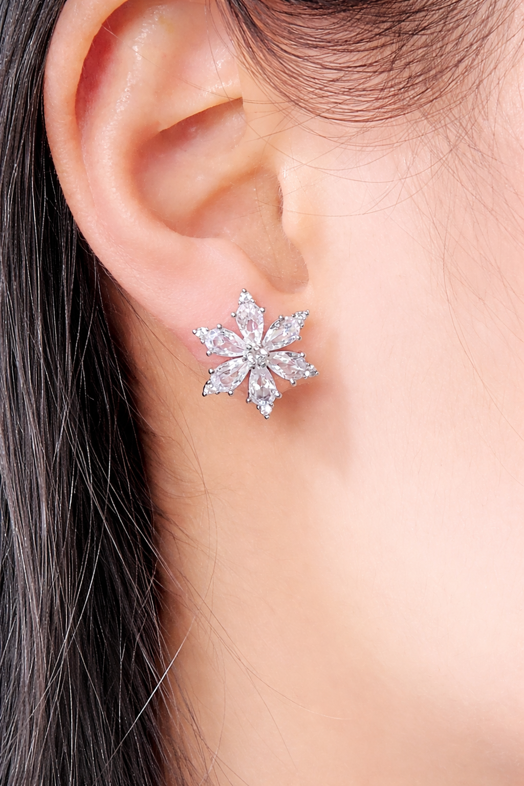 Crystal Bloom Flower Stud Earrings