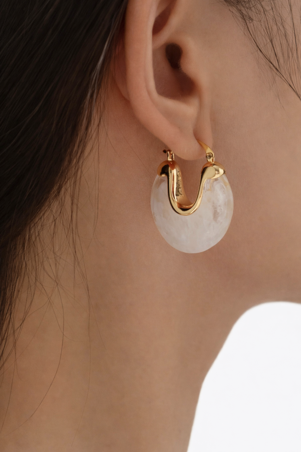 Luna Marble Gold Hoop Earrings