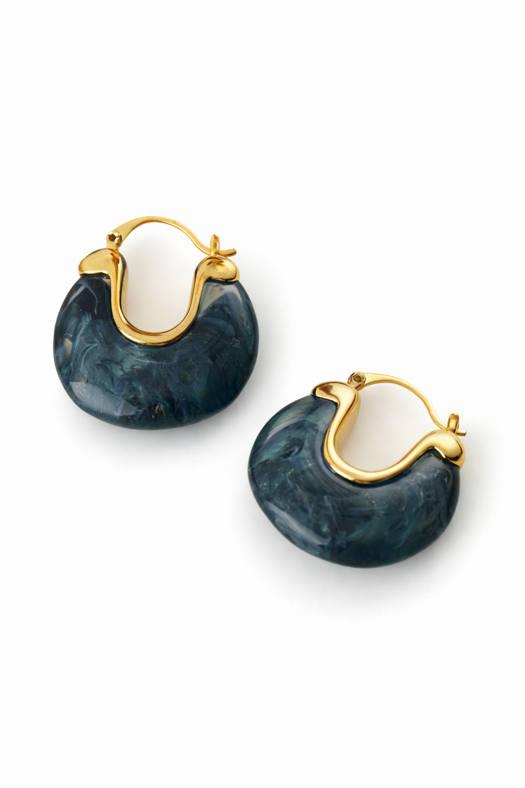 Luna Marble Gold Hoop Earrings