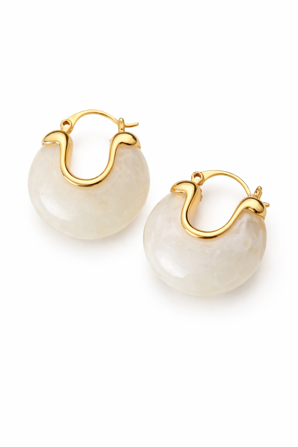 Luna Marble Gold Hoop Earrings