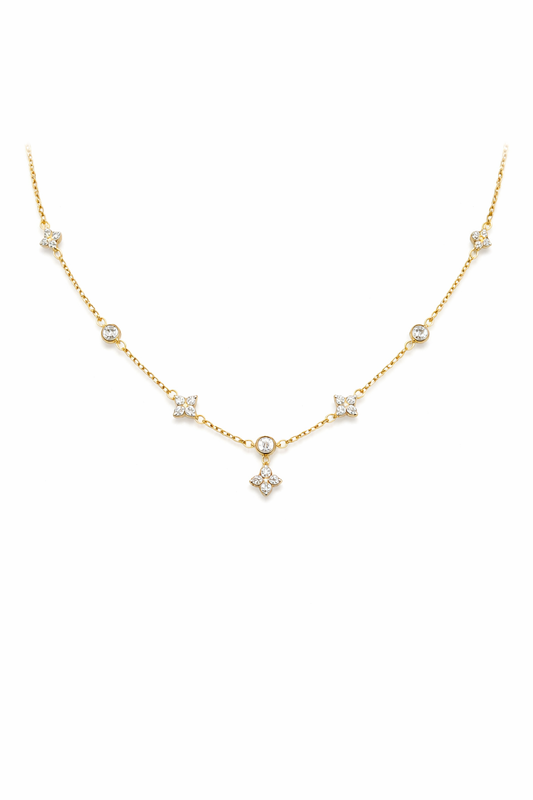 Golden Clover Crystal Necklace