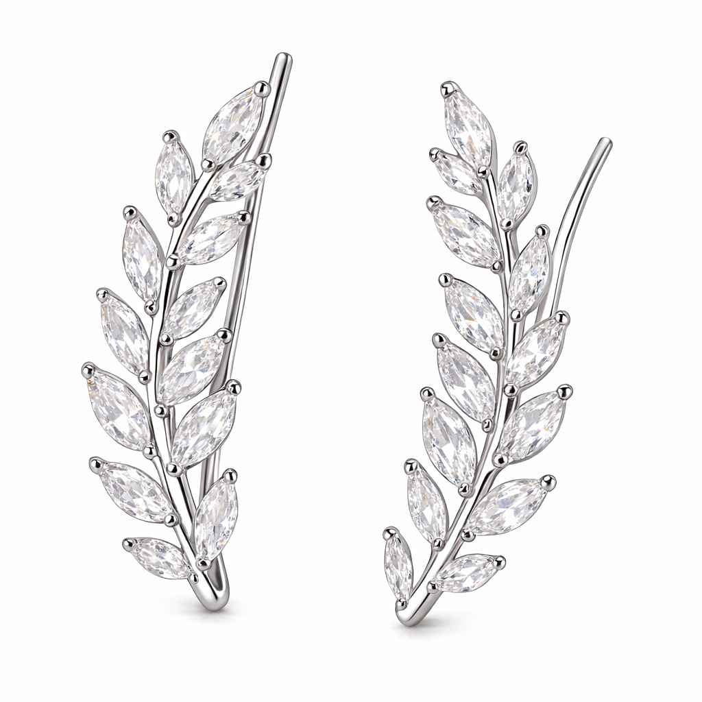 Crystal Laurel Ear Climbers