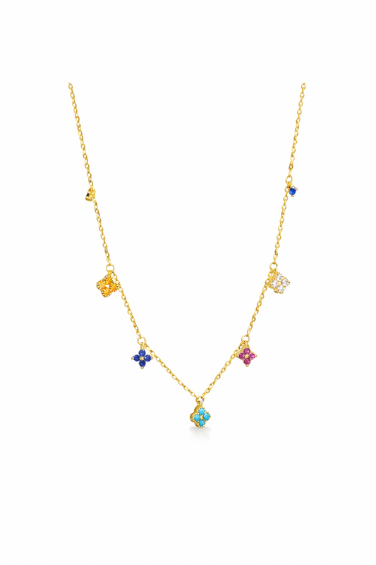 Color Blossom Charm Necklace