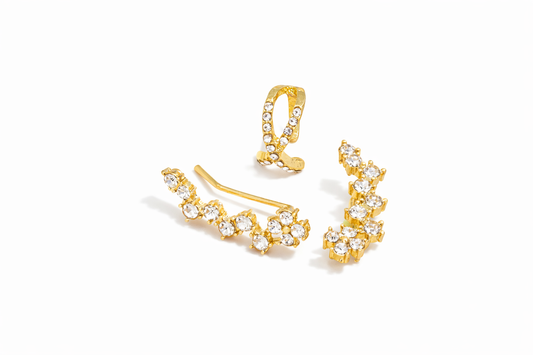 Golden Daisy Ear Climber Set