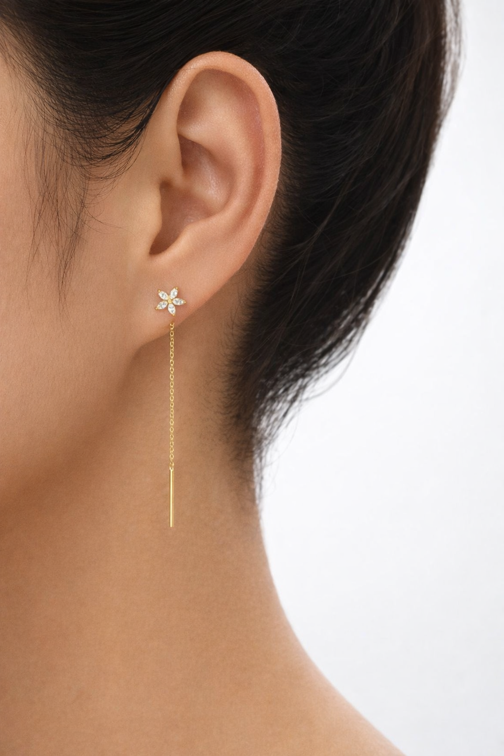 Celeste Flower Threader Earrings