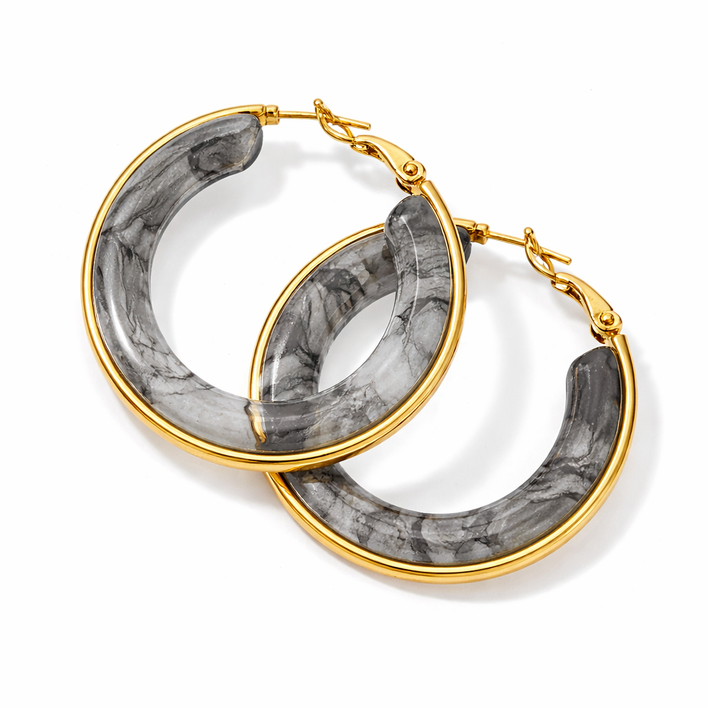 Marble Luxe Hoop Earrings