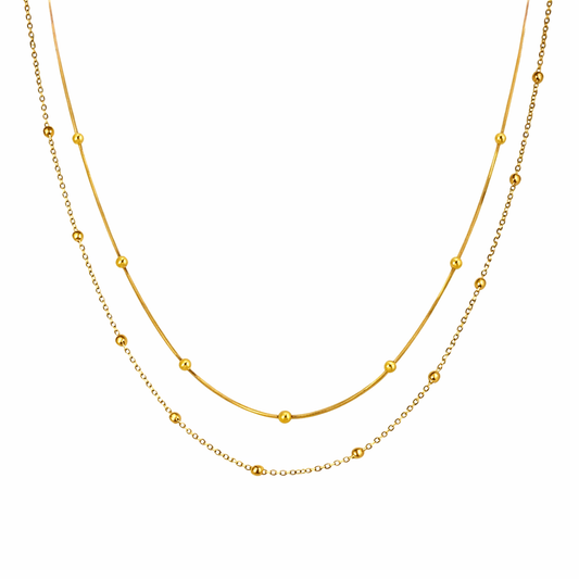 Golden Dainty Double-Layer Bead Necklace