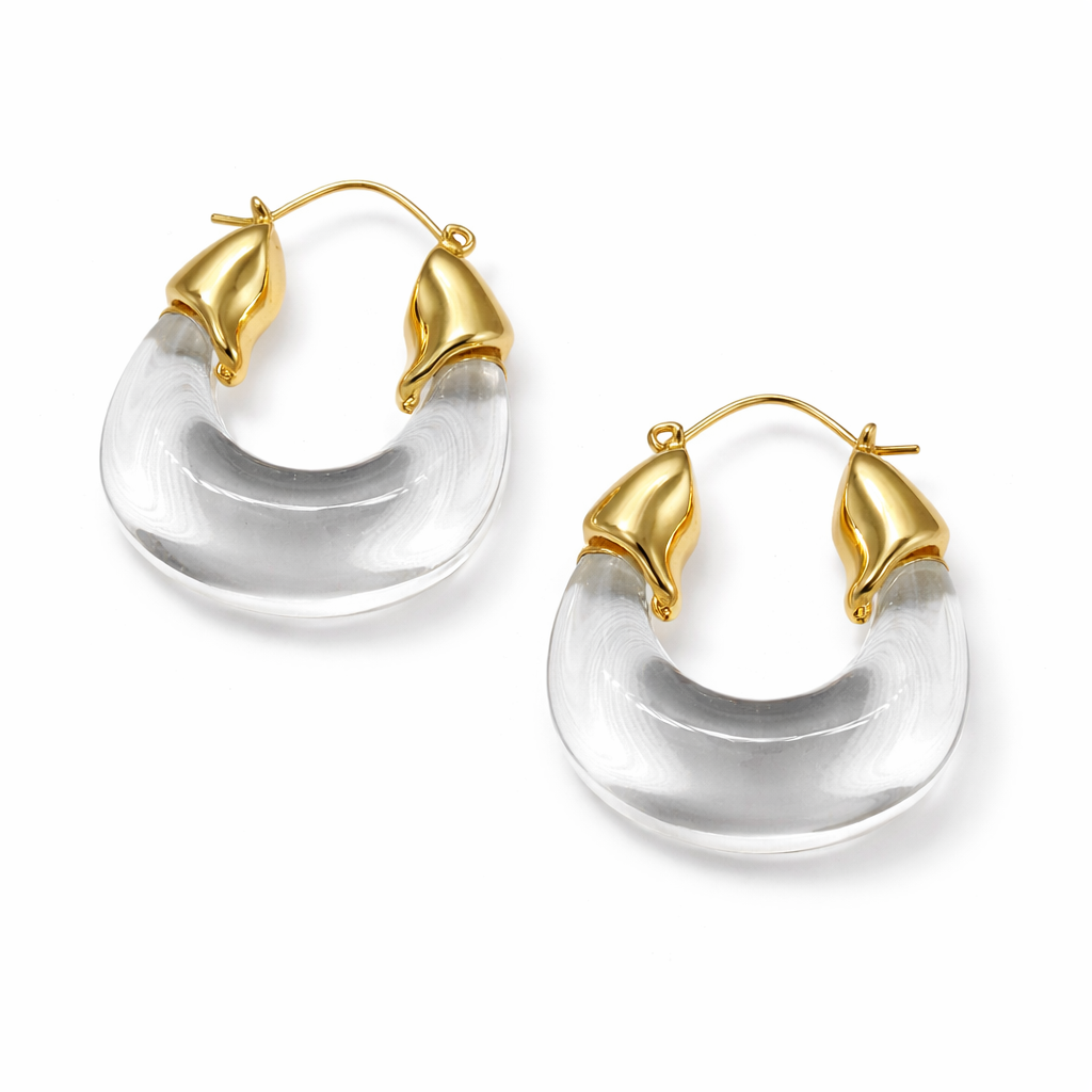 Aurora Clear Resin Hoop Earrings
